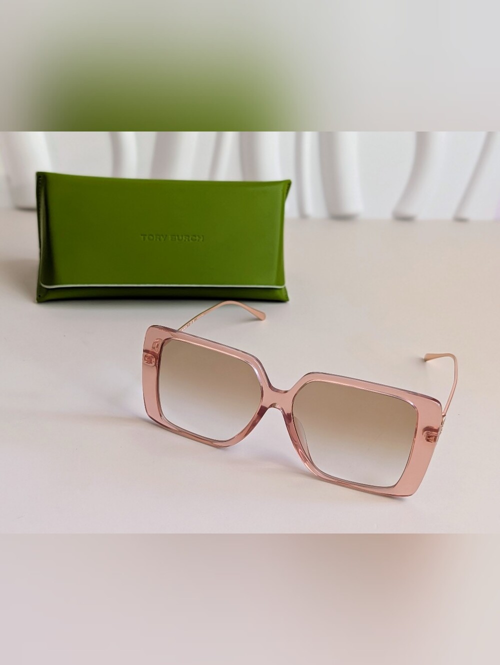 Tory Burch TY7205D Oversized Square Pink Gradient Sunglasses 56mm NIB - Picture 3 of 15